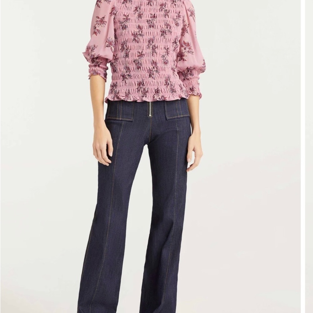 Beautiful Cinq a Sept pink floral blouse size Med NWOT.